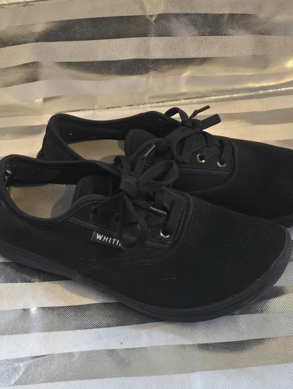 WHITIN All-Black Mesh Lace-Up Casual Sneakers